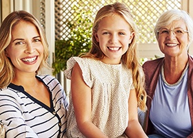 Smiling mother daughter and granddaughter