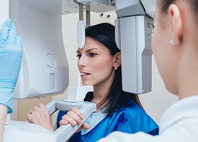 Woman receiving 3D cone beam scans