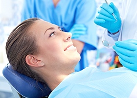 Relaxed woman in dental chair