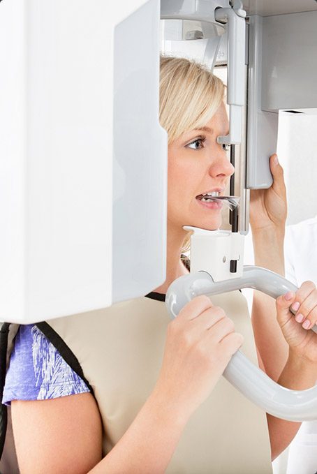 Woman receiving 3D x-rays